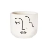 Abstract Face White Large Planter
