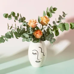 Abstract Face White Large Vase