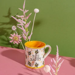 Bee Happy Yellow Mug