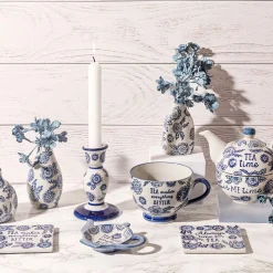 Blue Willow Candlestick Holder