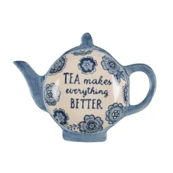 Blue Willow Floral Tea Lovers Tea Bag Dish