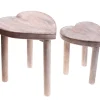 Brown Heart Stools - Set of 2