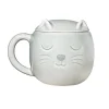 Crackle Glaze Grey Cat Mug with Lid