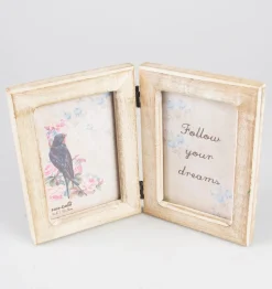 Double White Wood Photo Frame