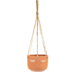 Eyes Shut Terracotta Hanging Planter