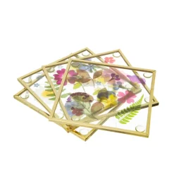 Flower Print Glass Coasters