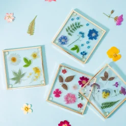 Flower Print Glass Coasters