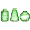 Green Glass Bud Vases - Set Of 3