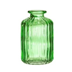 Green Glass Bud Vases - Set Of 3