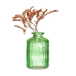 Green Glass Bud Vases - Set Of 3