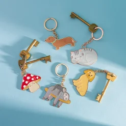 Grey Cat Enamel Keyring