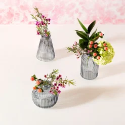 Grey Glass Bud Vases - Set of 3