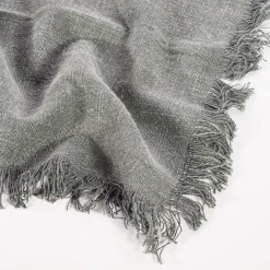 Grey Stonewash Napkins with Fringed Edge - Set of 2