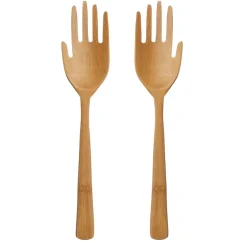 Hands Bamboo Salad Servers
