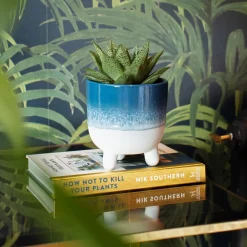 Mojave Glaze Blue Large Planter on Legs