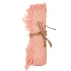 Pink Stonewash Placemats with Fringed Edge - Set of 2