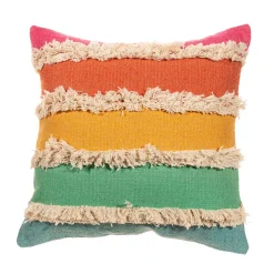 Rainbow Stripe Tufted Cushion Cover