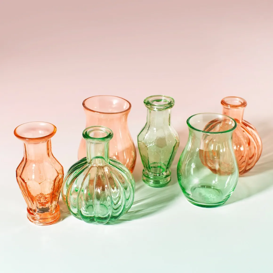 Recycled Glass Vintage Bud Vase Pale Green - Set of 3