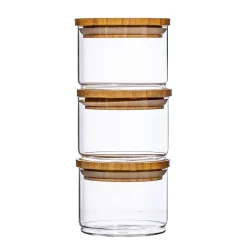 Stacking Glass Storage Jars - Set of 3