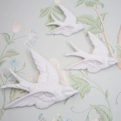 Swallow Wall Decorations White- Set of 3