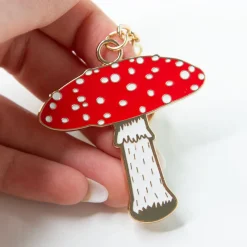 Vintage Mushroom Enamel Keyring