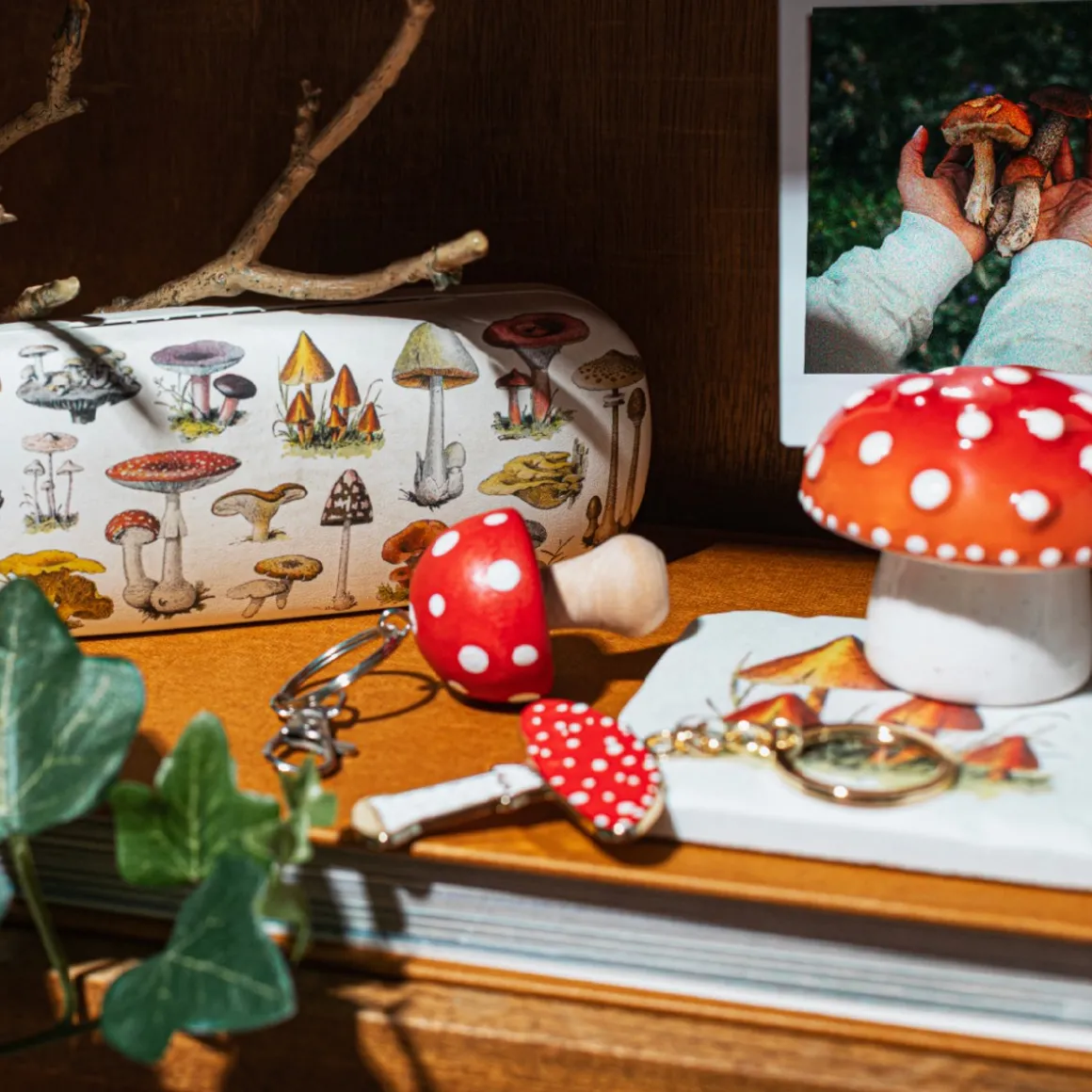 Vintage Mushroom Enamel Keyring