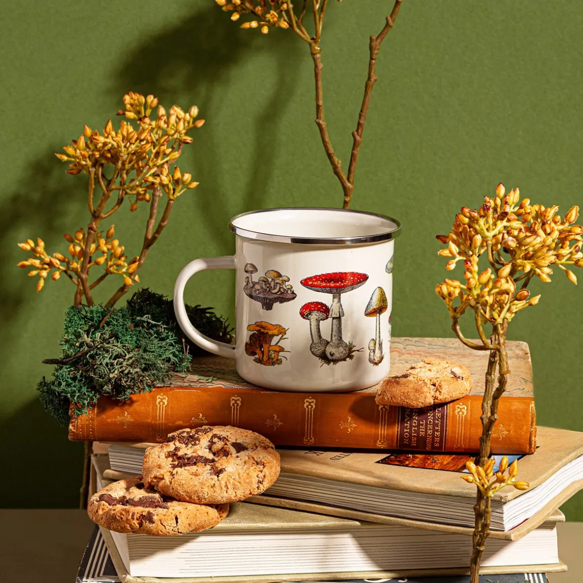 Vintage Mushroom Enamel Mug