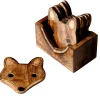 Wooden Brown Fox Coasters - Set of 6